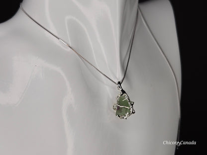 Fluorite for Focus – Raw Crystal Pendant with 925 Sterling Silver Chain