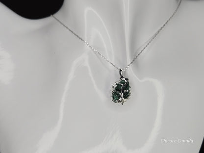 Forest Muse – Handmade Malachite Necklace with Sterling Silver Elegance