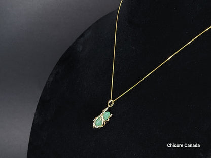 Collier pendentif en jade naturel exquis fait à la main avec longueur réglable