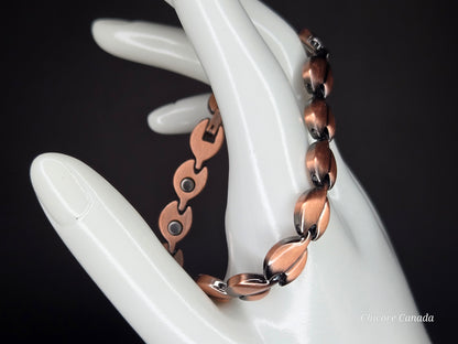 Adjustable Magnetic Copper Bracelet with 16 Magnets - Sleek Unisex Design