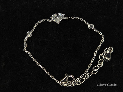 Sparkling Heart-Shaped Cubic Zirconia Adjustable Bracelet