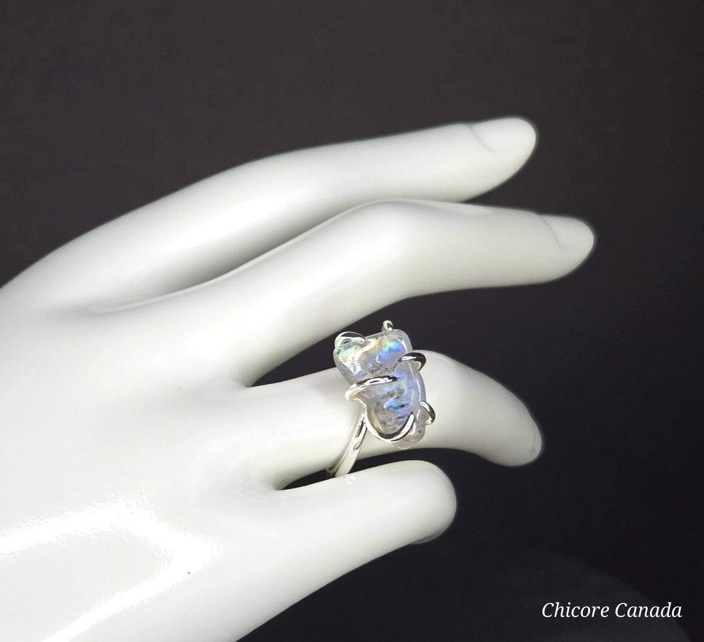 Adjustable Moonstone Ring – Silver Tone