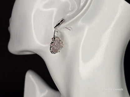 Boucles d'oreilles en quartz rose – Bijoux élégants et délicats