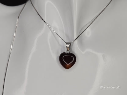 Eternal Glow: Handcrafted Heart-Shaped Carnelian Pendant with Adjustable Necklace