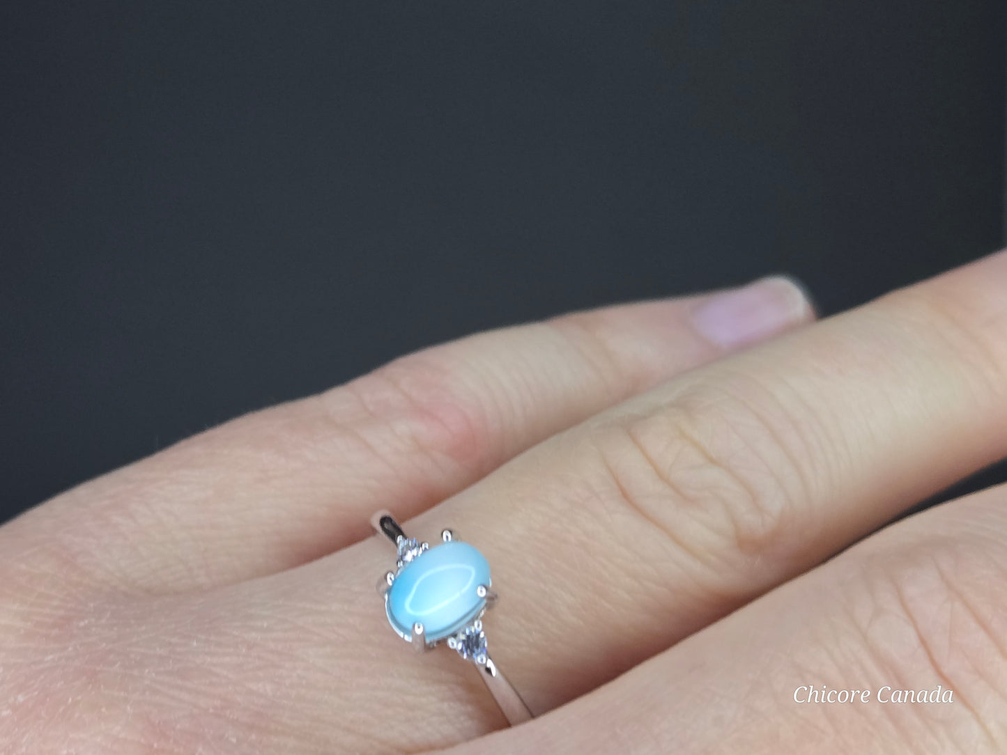 Caribbean Charm – Handmade Larimar Adjustable Silver Ring