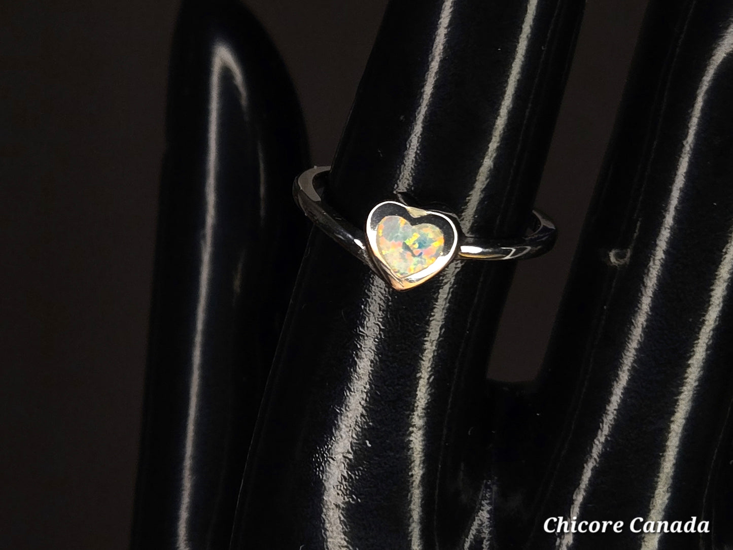 Heart-Shaped Opal 925 Sterling Silver Adjustable Ring – A Radiant Symbol of Love & Elegance