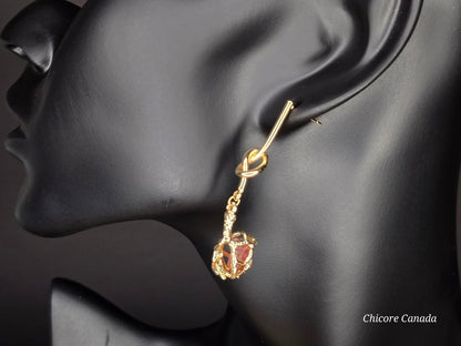 Belles boucles d'oreilles en tourmaline rose