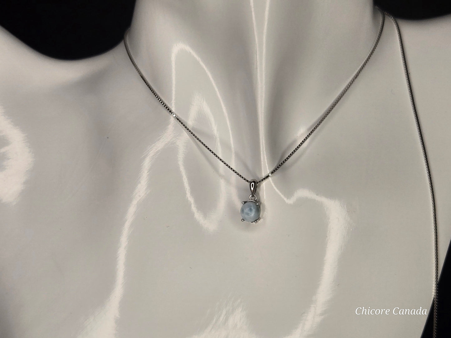 Elegant Caribbean Gemstone Jewelry - Handmade Natural Larimar Pendant with Adjustable 925 Sterling Silver Necklace