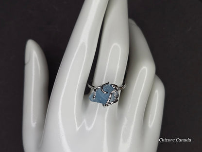 Timeless 925 Sterling Silver Adjustable Aquamarine Ring
