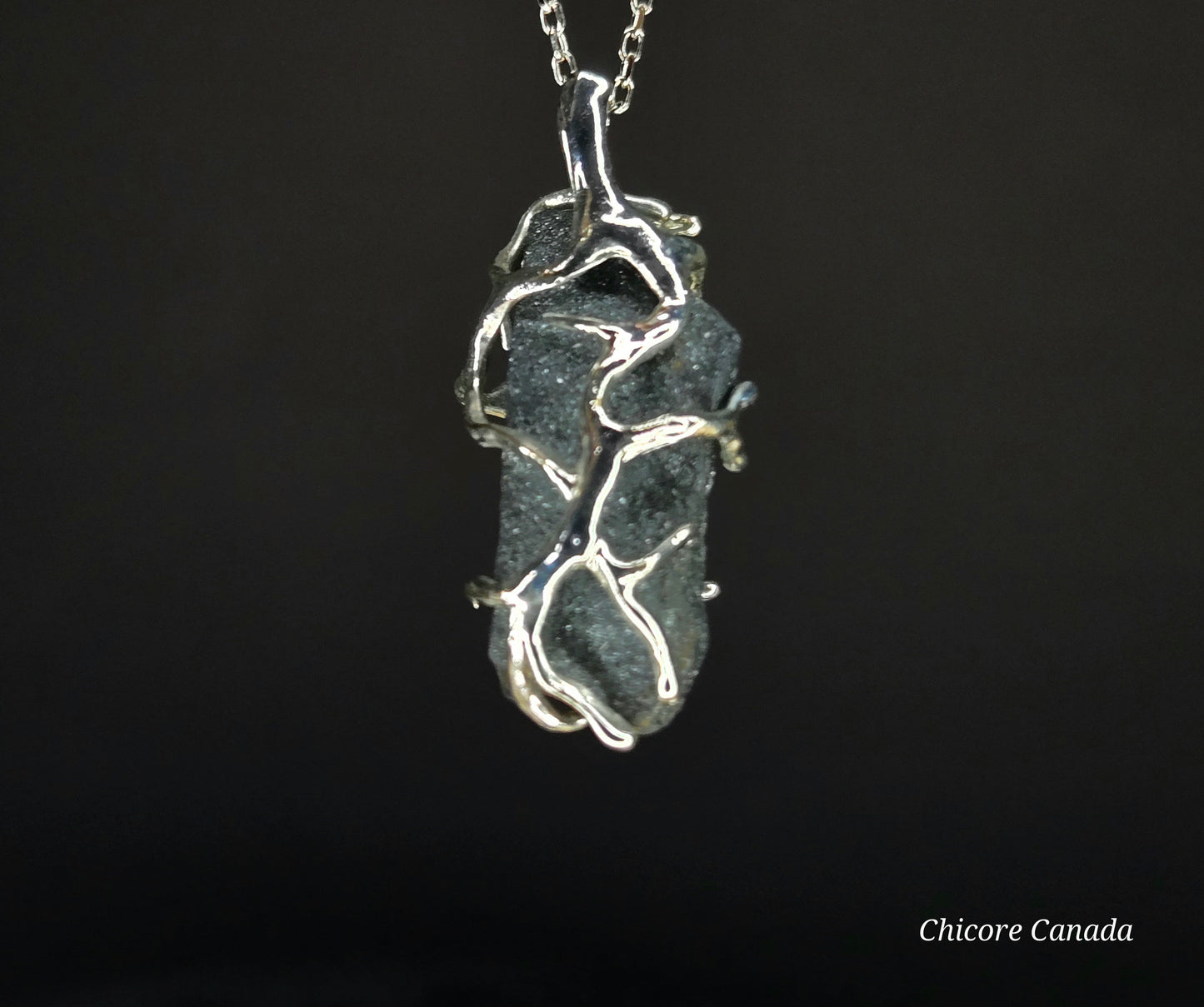 Raw Natural Hematite Stone Handmade Pendant with Adjustable 925 Sterling Silver Necklace