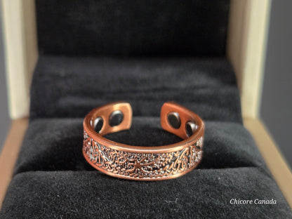 Copper Tree of Life Magnetic Adjustable Ring – Luxury Healing Jewelry with 4 Magnets