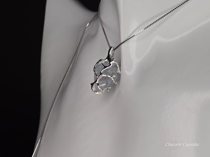 Artisan Raw Celestite Pendant with Adjustable 925 Sterling Silver Necklace