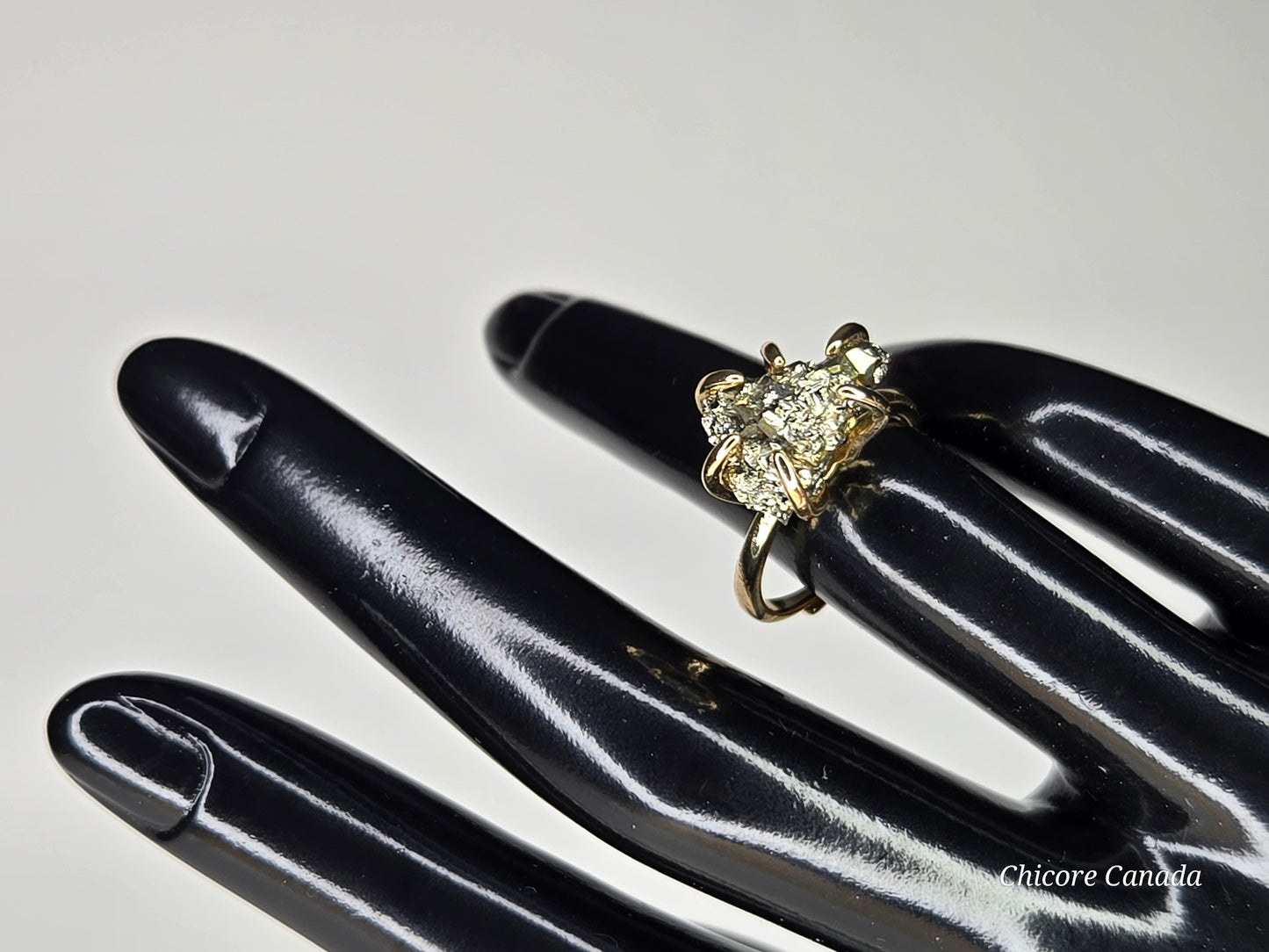 Adjustable Handmade Raw Pyrite Ring