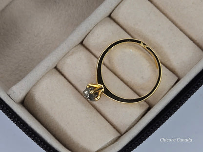 Bague ajustable en pyrite brute faite à la main en argent sterling 925 – Design luxueusement délicat