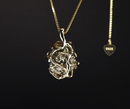 Handmade Raw Pyrite Pendant – 925 Sterling Silver Necklace for Bold Elegance