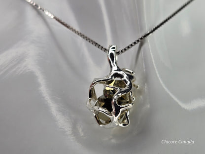 Elegant & Powerful Protection Stone - Handmade Natural Raw Pyrite Pendant with 925 Sterling Silver Adjustable Necklace