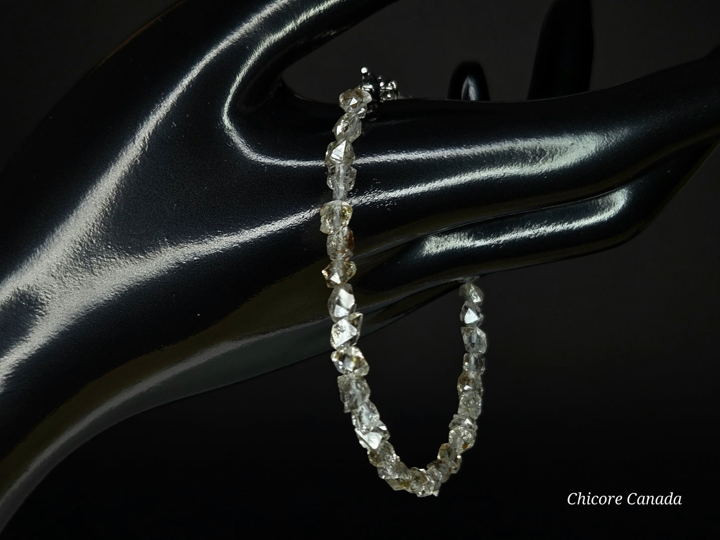 Adjustable Delicate Herkimer Diamonds Raw Bracelet