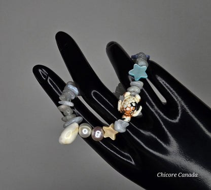 Boho Beach Charm Moonstone Bracelet – Customizable Summer Jewelry