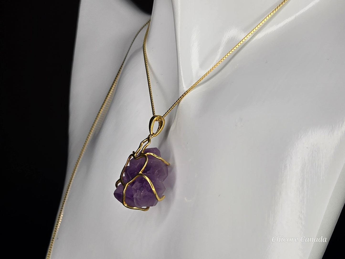 Artfully Crafted Raw Amethyst Pendant Necklace with Adjustable Grace