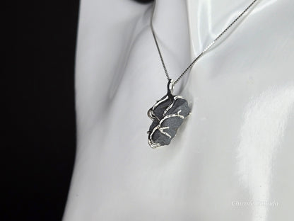Raw Natural Hematite Stone Handmade Pendant with Adjustable 925 Sterling Silver Necklace