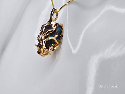 Handmade Raw Rainbow Pyrite Pendant – 925 Sterling Silver Necklace for Bold Elegance