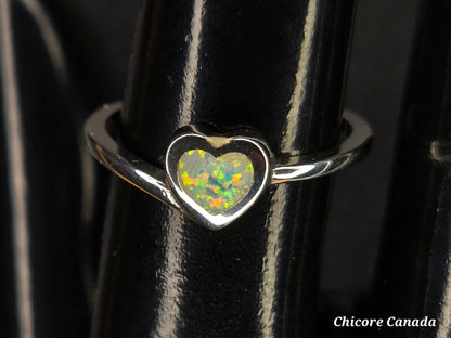 Heart-Shaped Opal 925 Sterling Silver Adjustable Ring – A Radiant Symbol of Love & Elegance