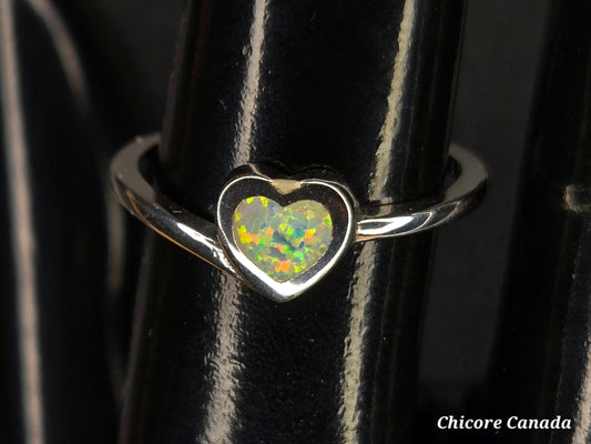 Heart-Shaped Opal 925 Sterling Silver Adjustable Ring – A Radiant Symbol of Love & Elegance