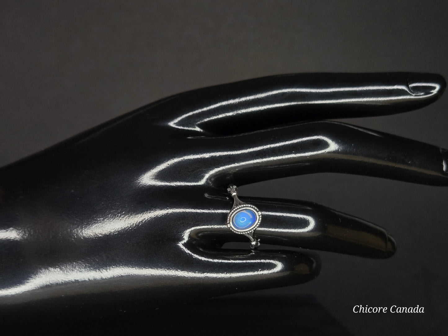 Celestial Glow: 925 Sterling Silver Adjustable Aurora Opal Ring