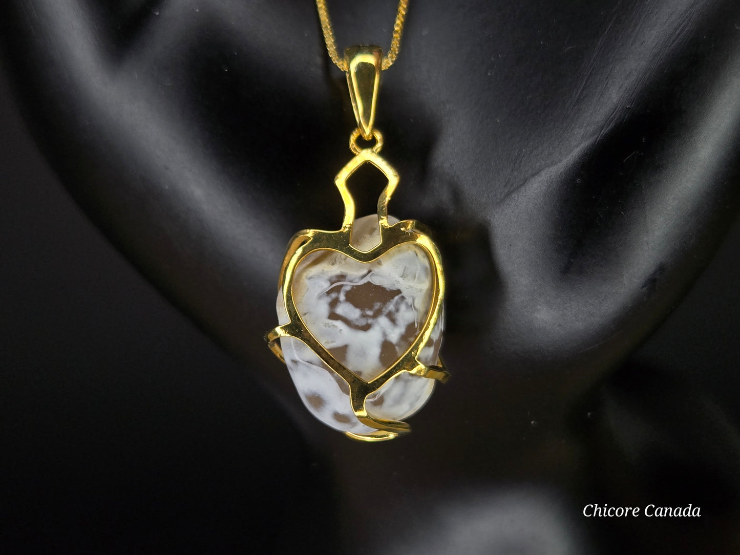 Natural Snakeskin Agate Pendant – Handmade Luxury with Adjustable Sterling Silver