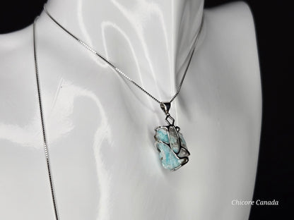 Grace in Blue – Handmade Amazonite Pendant with Adjustable Sterling Silver Necklace