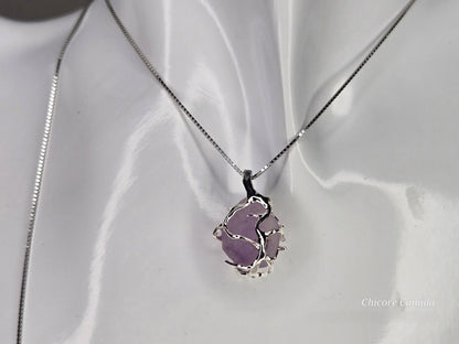 Artfully Crafted Raw Amethyst Pendant Necklace with Adjustable Grace