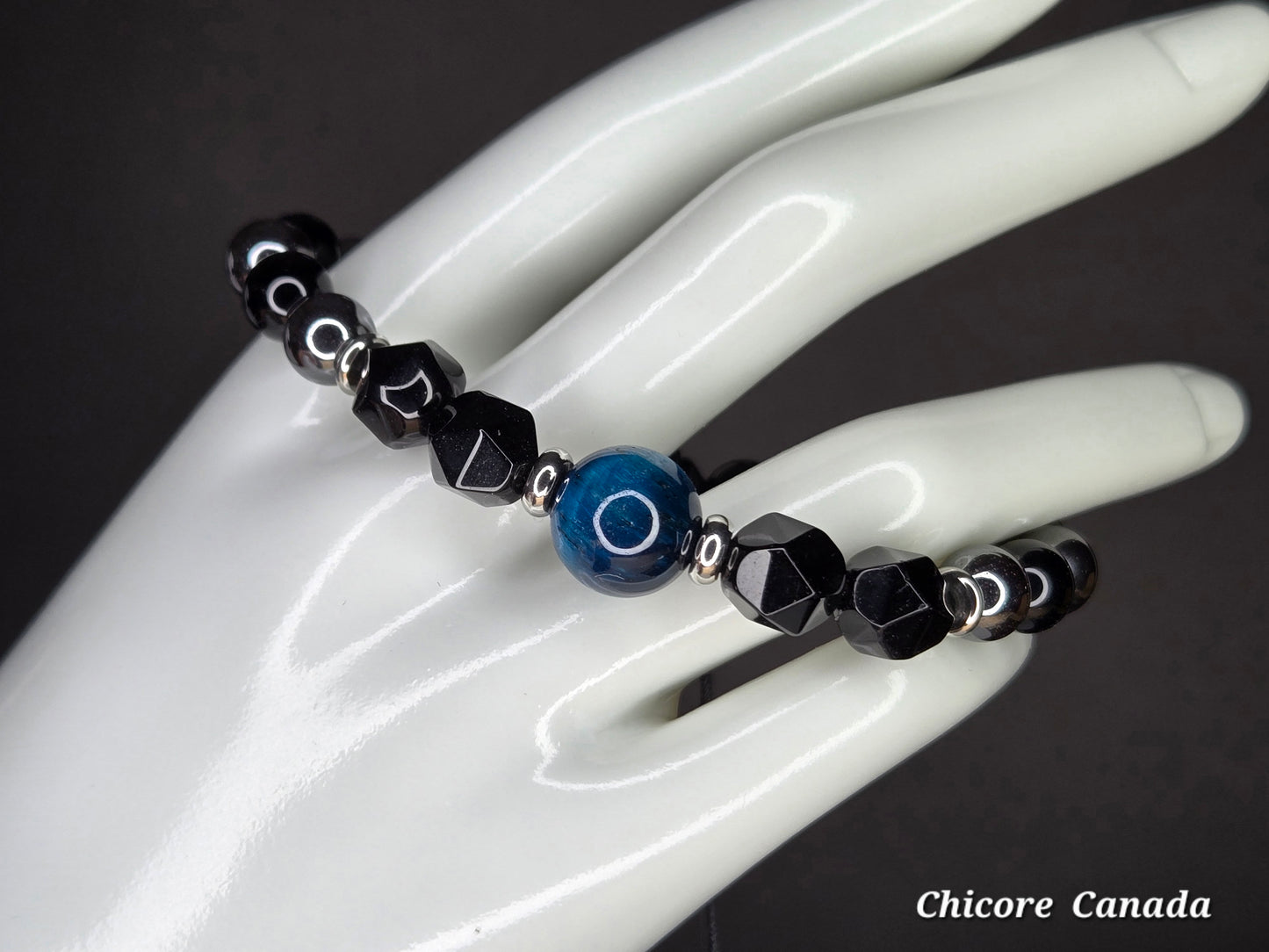 Grounded Power Bracelet – Blue Tiger’s Eye, Obsidian & Hematite Fusion
