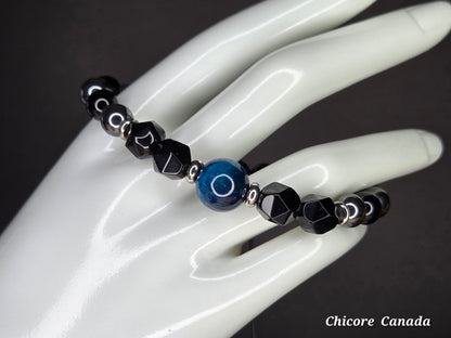 Grounded Power Bracelet – Blue Tiger’s Eye, Obsidian & Hematite Fusion