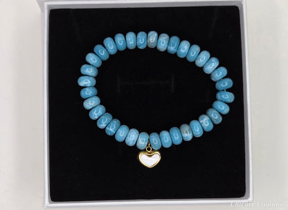 Serene Style –AAA Larimar Bracelet with Heart Charm