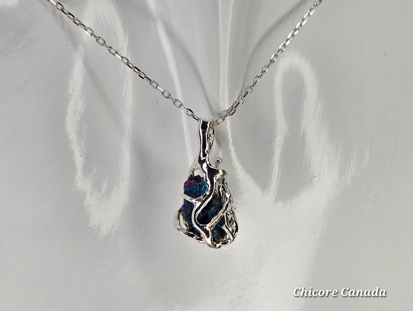 Handmade Raw Rainbow Pyrite Pendant – Adjustable 925 Sterling Silver Necklace for Strength & Style