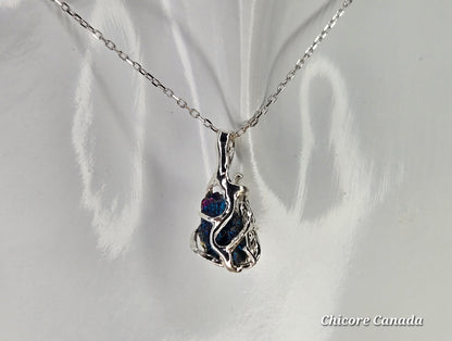 Handmade Raw Rainbow Pyrite Pendant – Adjustable 925 Sterling Silver Necklace for Strength & Style