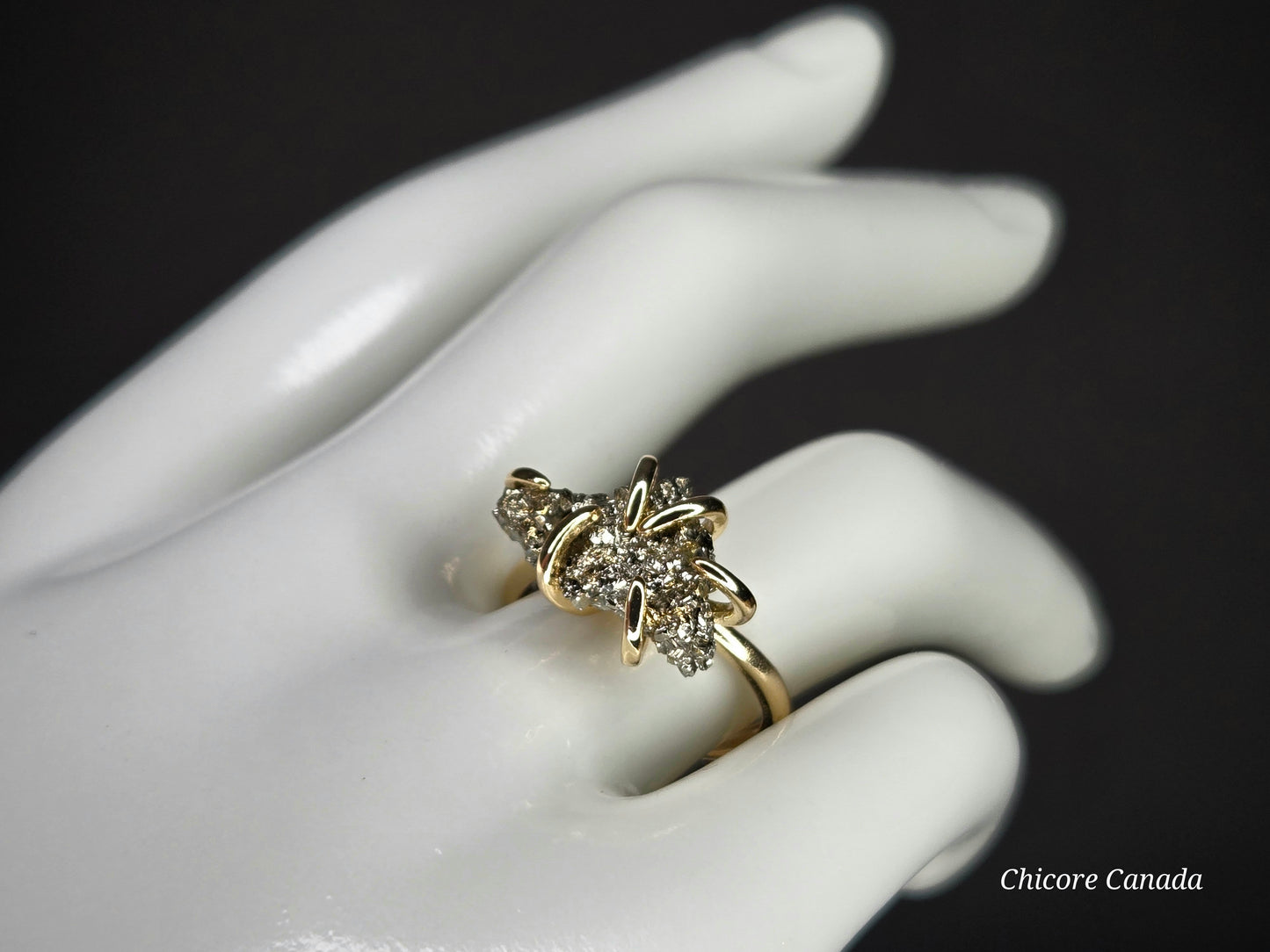 Handmade Raw Pyrite Ring – Bold, Elegant, and Naturally Radiant Statement Jewelry