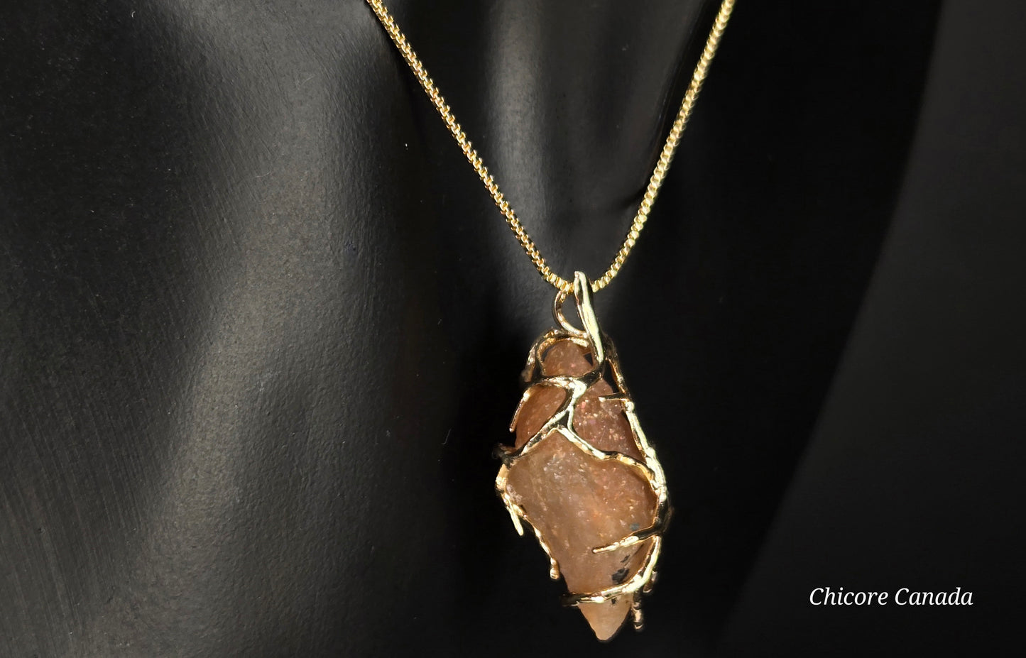 Radiant Glow: Handmade Sunstone Pendant