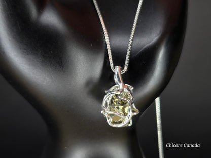 Elegant & Powerful Protection Stone - Handmade Natural Raw Pyrite Pendant with 925 Sterling Silver Adjustable Necklace