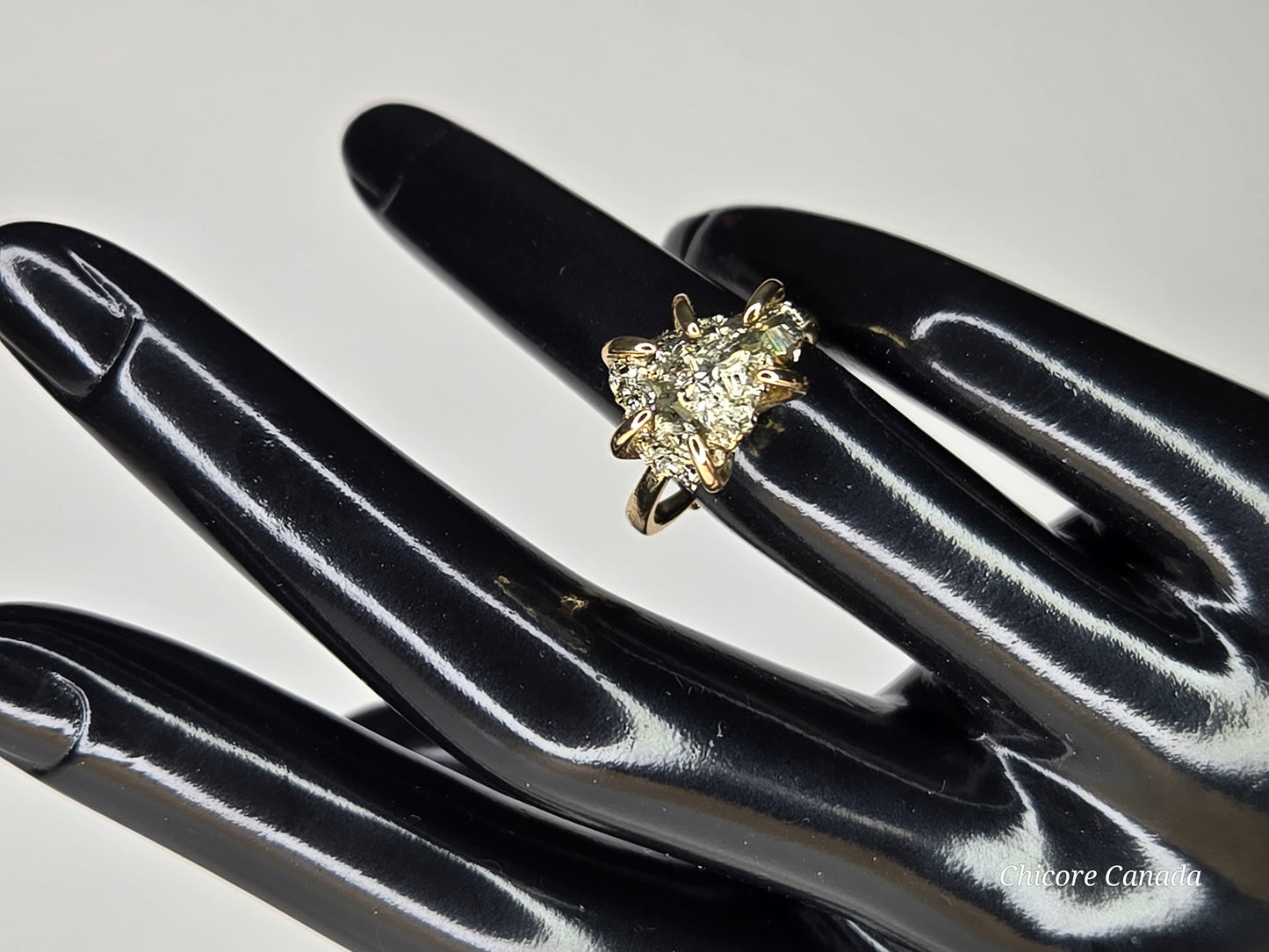 Adjustable Handmade Raw Pyrite Ring