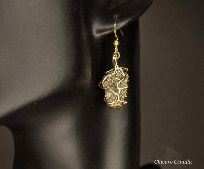 Handmade Raw Pyrite Earrings – Luxurious Natural Elegance