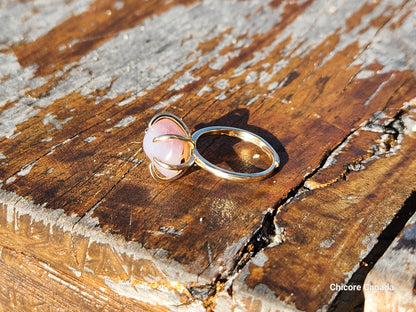 Bague ajustable en quartz rose