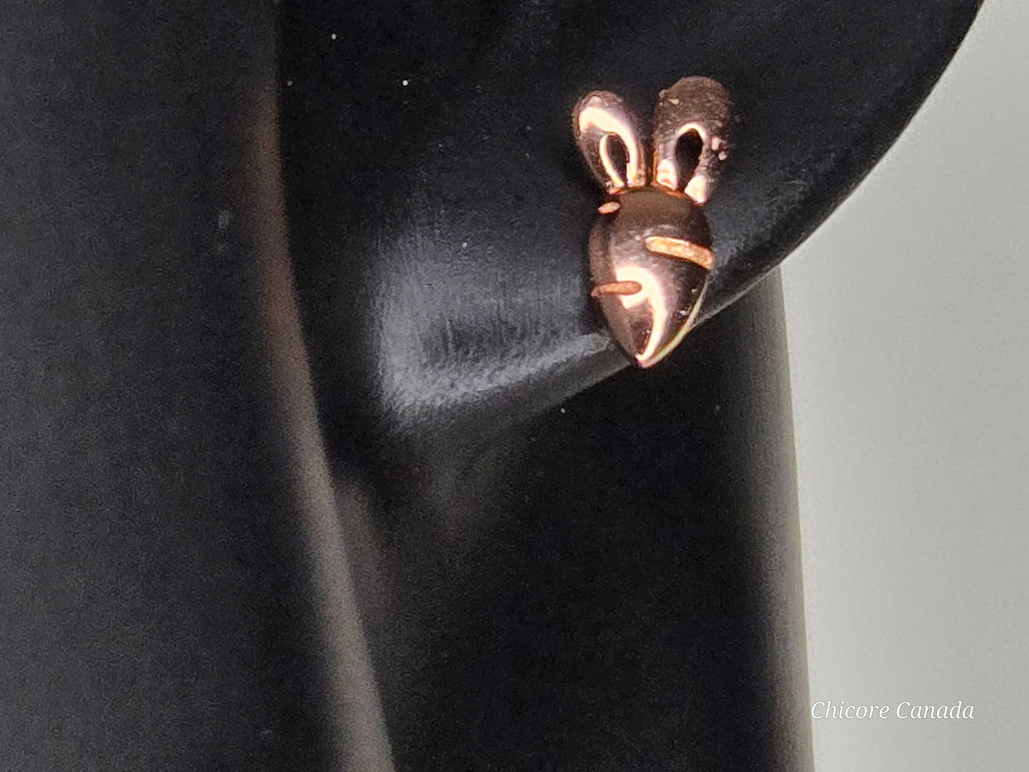 Boucles d'oreilles à tige irrégulières en argent sterling 925 de luxe en forme de lapin et de carotte délicats