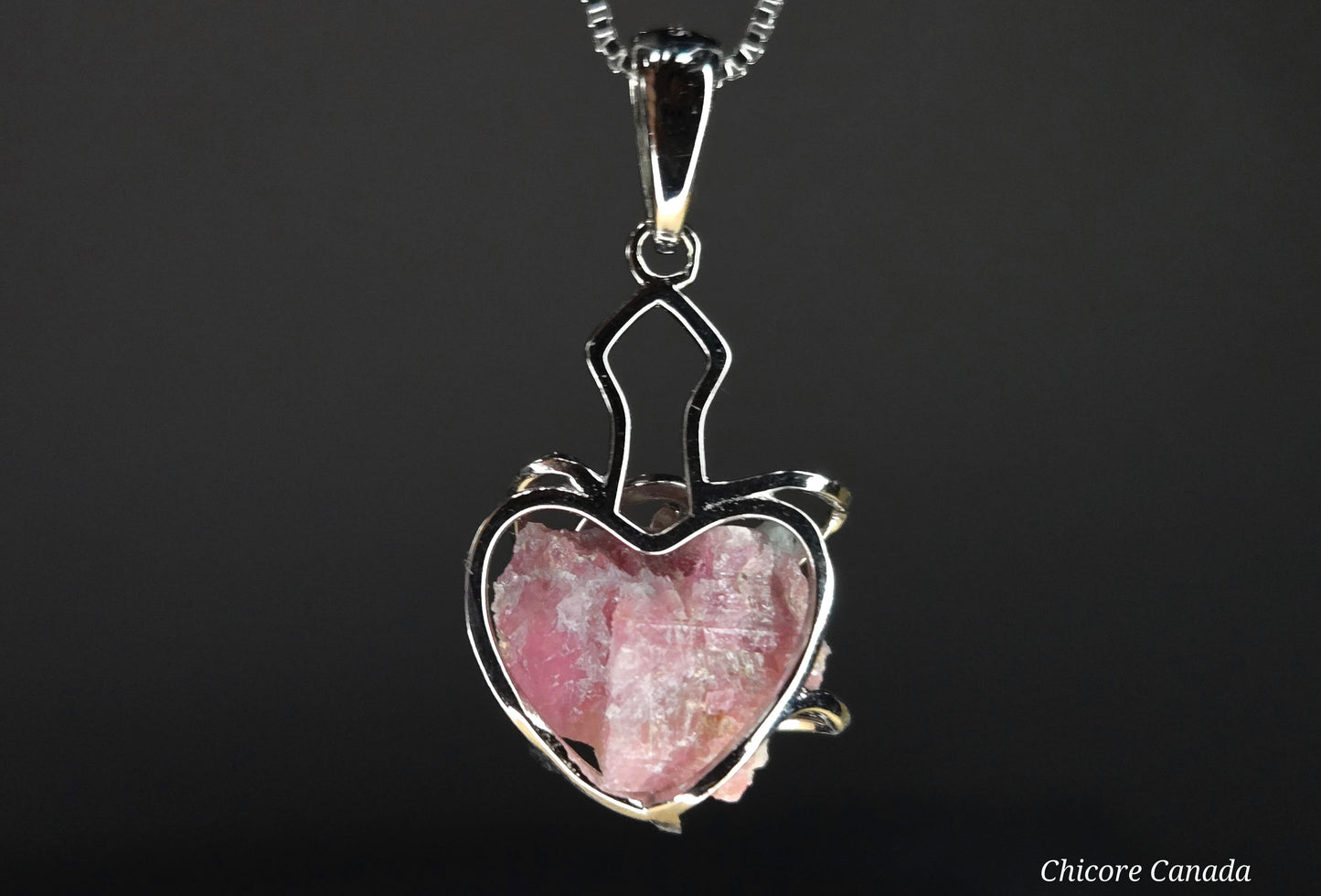Eternal Love: Handmade 925 Sterling Silver Pink Tourmaline Heart Pendant with Adjustable Necklace