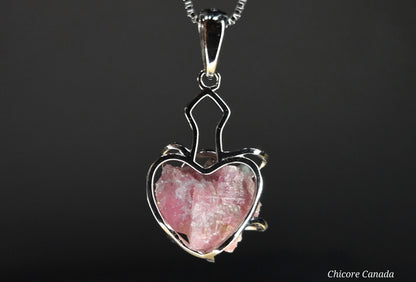Eternal Love: Handmade 925 Sterling Silver Pink Tourmaline Heart Pendant with Adjustable Necklace