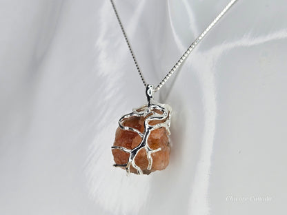 Raw Sunstone Handmade Pendant with Adjustable Necklace – Sophisticated and Timeless Design