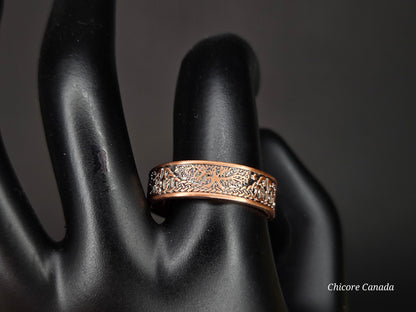 Copper Tree of Life Magnetic Adjustable Ring – Luxury Healing Jewelry with 4 Magnets