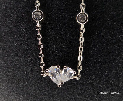 Sparkling Heart-Shaped Cubic Zirconia Adjustable Bracelet