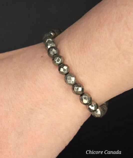 Chic Sophistication in Natural Stone - Faceted Pyrite Luxury Bracelet