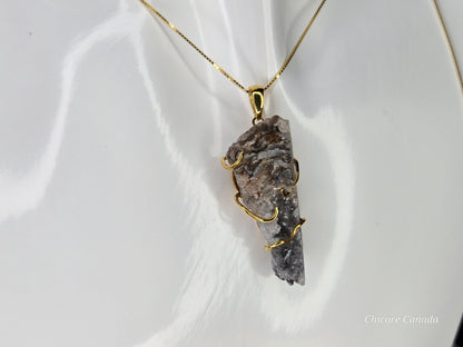 Elegant Agate Geode Pendant in Gold Finish with Adjustable Sterling Silver Necklace
